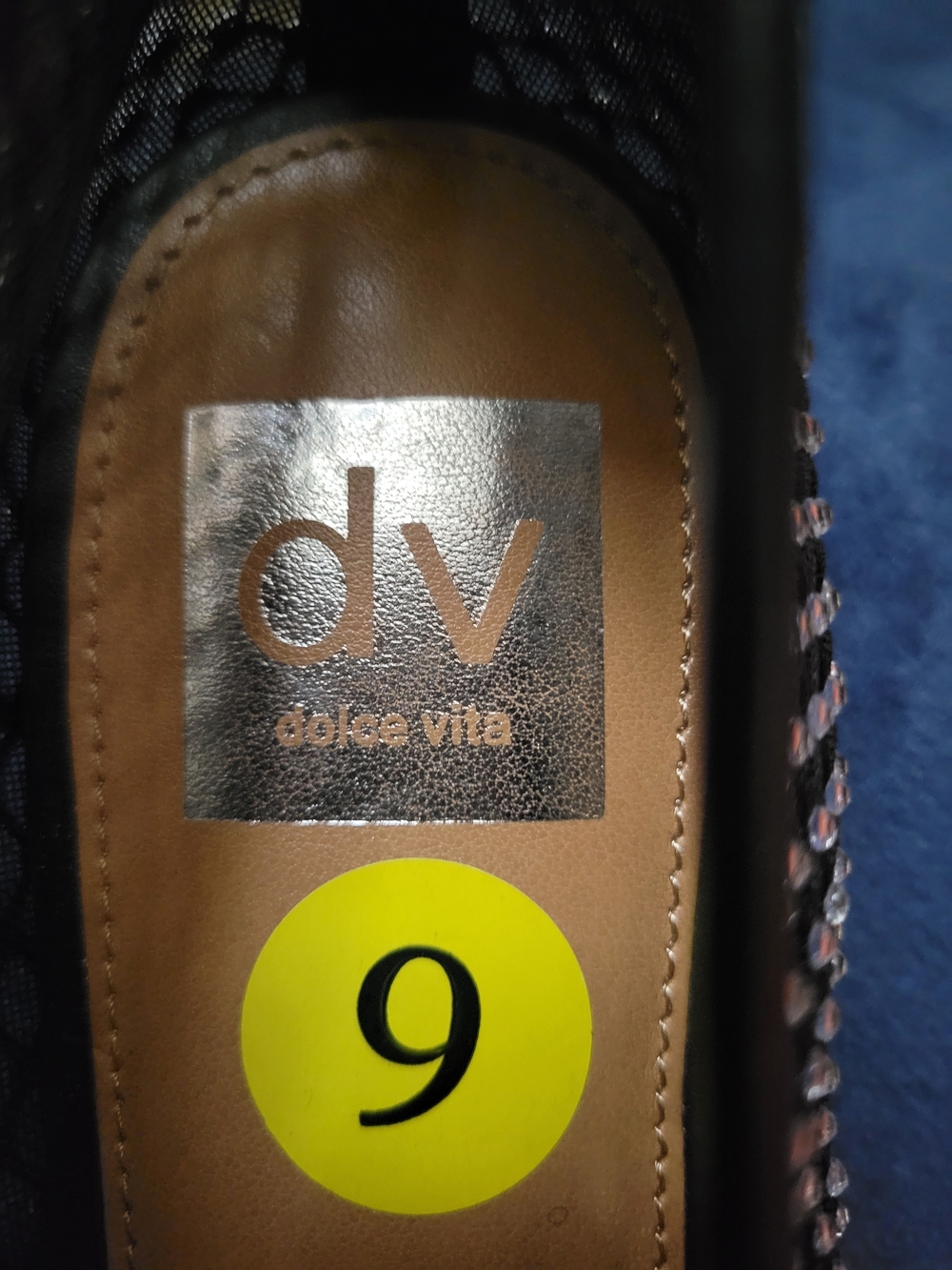 Dolce Vita Black Mesh Ballet Flats with Crystal Studs - Picture 5 of 5